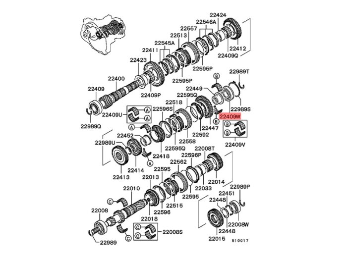 Mitsubishi Kegelrollenlager Ausgangswelle 5 Gang - Evo 4-9