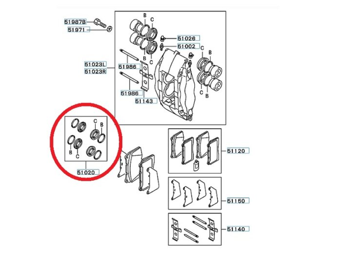 Bremssattel Reparatursatz Mitsubishi VA - Evo 7-9