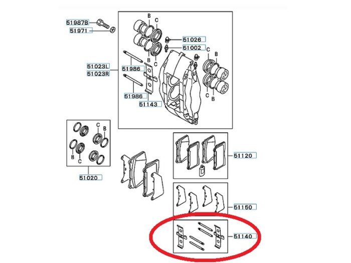 Bremssattel Sicherungsstifte Set VA - Evo 7-9