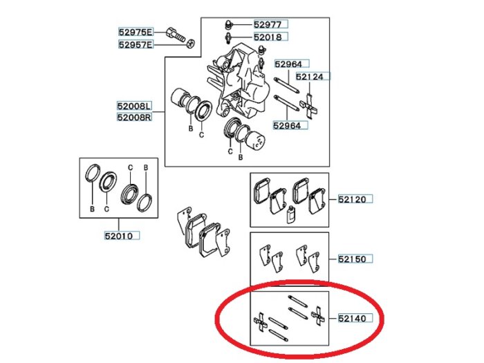 Bremssattel Sicherungsstifte Set HA - Evo 7-9