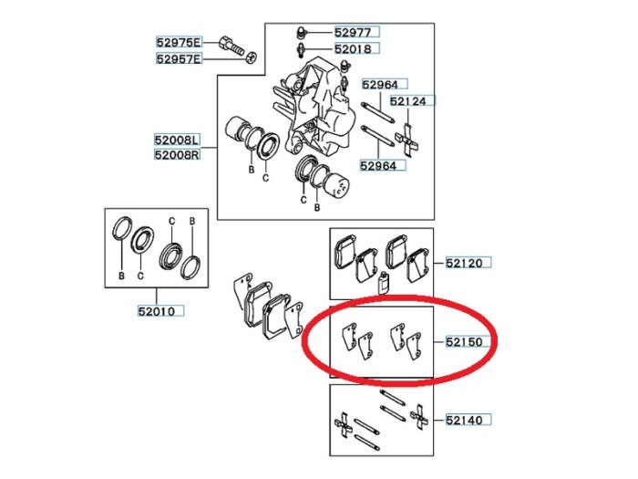 Bremsbelag Shims Mitsubishi HA - Evo 7-10