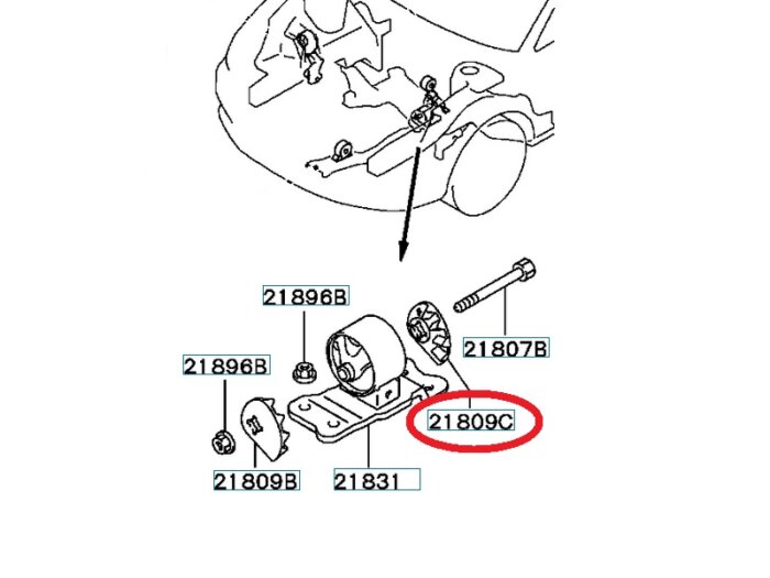 Motorlagergummi VL hinten Mitsubishi - Evo 7-9