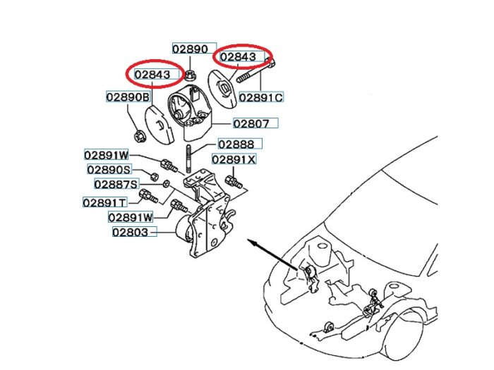 Motorlagergummi VR Mitsubishi - Evo 7-9