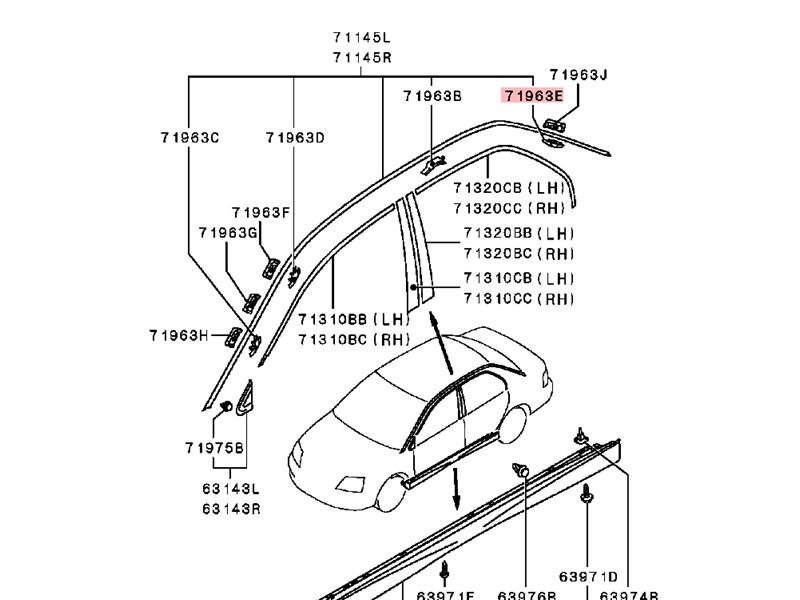 Clip (weiß) Dachzierleiste – Evo 7-9 – Bild 2